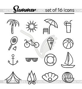 Summer icons set - vector clipart