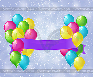 Balloons with banner - vector image