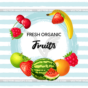 Набор фруктов и ягод - изображение в векторном формате
