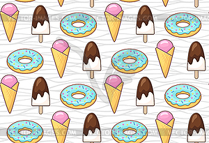Мороженое и пончик - векторизованное изображение клипарта