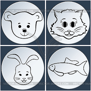 Animal set icon - vector clip art
