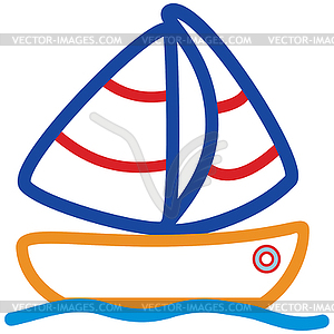 Childlike drawing ship - vector clipart / vector image