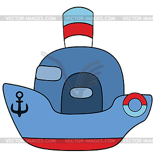 Childlike drawing ship - vector clipart