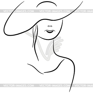 Леди шляпа рисунок линии - иллюстрация в векторном формате