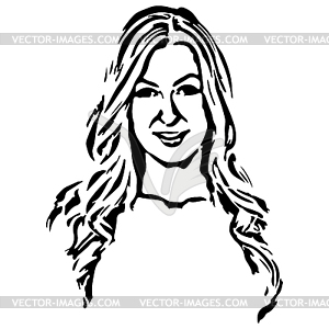 Linear Portrait Girl - vector image