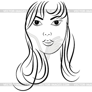 Linear Portrait Girl - vector image