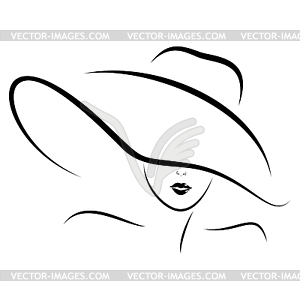 Linear Portrait Girl - vector image