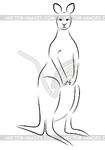 Линейный рисунок кенгуру - векторный клипарт Royalty-Free