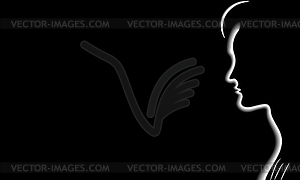 Linear Portrait Girl - white & black vector clipart