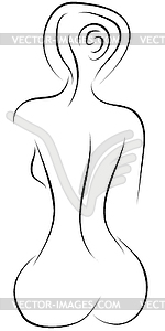 Nude Woman Rear - vector clipart