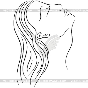 Linear Portrait Girl - vector image