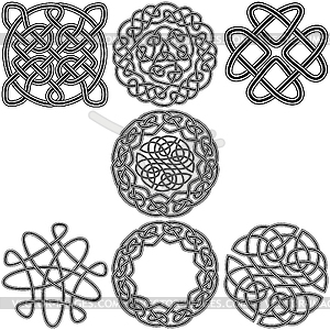 Set Celtic mandalas decorative curls - royalty-free vector clipart