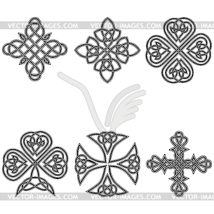 Set ?eltic cross pattern - white & black vector clipart