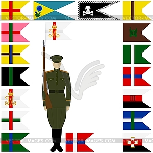 Linear icon Russian battalions - color vector clipart