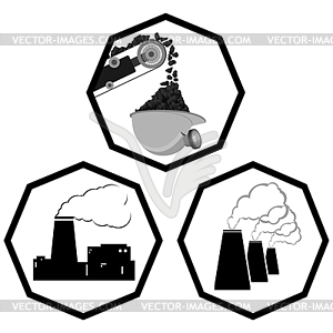 Set coal industry icons - vector EPS clipart