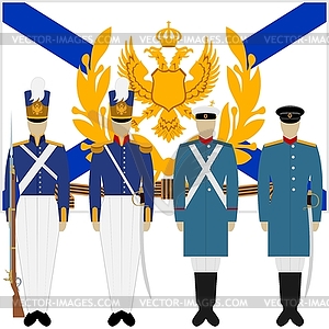 Soldiers and officers of Russian fleet - vector image