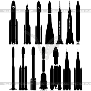 Contours of space rockets - vector clipart
