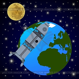 Orbital satellite station - vector clip art