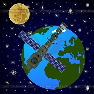 Orbital satellite station - vector image