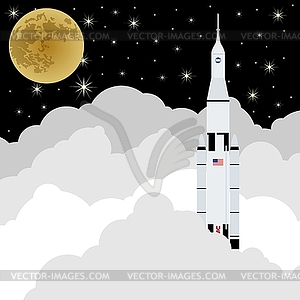 Rocket launch into space - vector EPS clipart