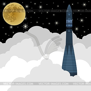 Rocket launch into space - vector image