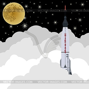 Rocket launch into space - stock vector clipart