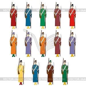 Uniforms musketeer regiment in imperial Russia - vector clipart