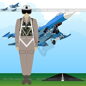 Military Uniform Force pilot - vector clipart