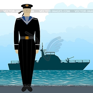 Военная форма моряка военно-морского флота - цветной векторный клипарт