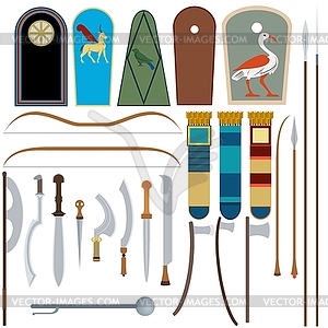 Ancient Egyptian weapons - vector clip art