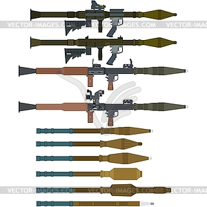 Soviet rocket launchers and greenades for RPG- - vector image