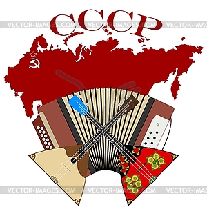 Russian folk musical instruments - vector clip art