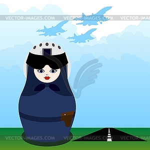 Matryoshka pilot - vector image