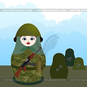 Matryoshka with machine gun - vector image