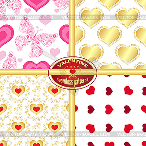 Set seamless valentine patterns - vector clipart