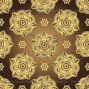 Vintage brown-gold seamless pattern - vector image