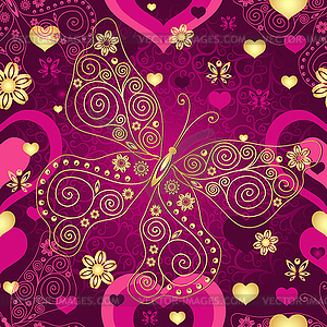 Valentine seamless purple pattern - vector clipart