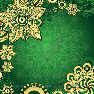 Gold-green vintage frame - vector clipart