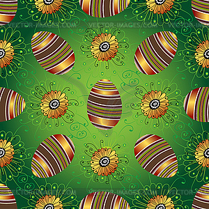 Easter seamless green pattern with eggs - vector image