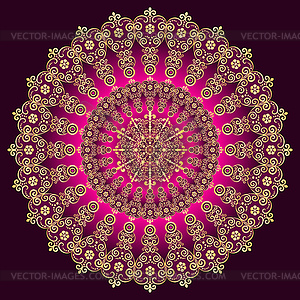 Gold and purple vintage round patternPrint - vector clip art