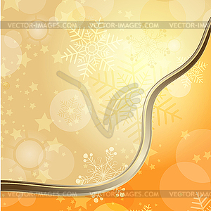 Golden Christmas card with translucent snowflakes - vector clipart