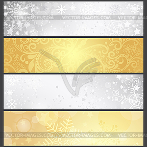 Set silvery and golden gradient winter banners - royalty-free vector clipart