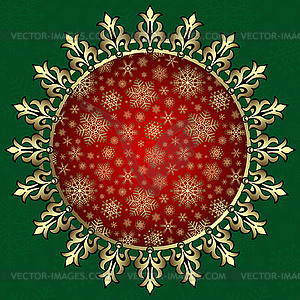 Round Red And Gold Banner With Snowflakes - royalty-free vector image