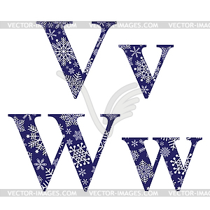 Прописные и строчные буквы V и W - векторное изображение клипарта