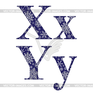 Uppercase and lowercase letters X and Y - vector image