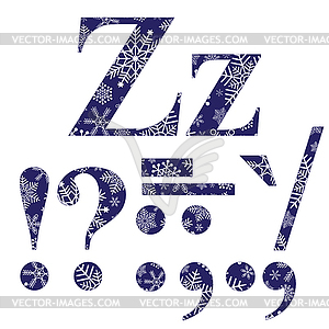 Прописные и строчные буквы Z и знаки - векторное изображение EPS