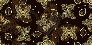 Dark brown seamless vintage pattern - vector clip art