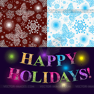 Christmas set of two seamless patterns and - vector image