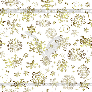 Abstract Christmas seamless pattern with golden - vector image