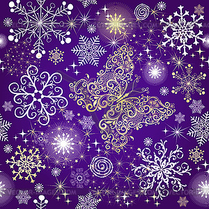 Violet gradient violet seamless Christmas patter - vector image